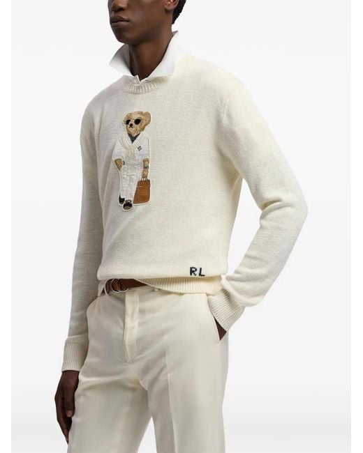 Ralph Lauren White Pull À Détail Ourson for men