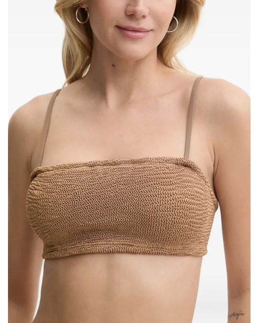 Paramidonna High-Waist Seersucker Bikini in het Natural