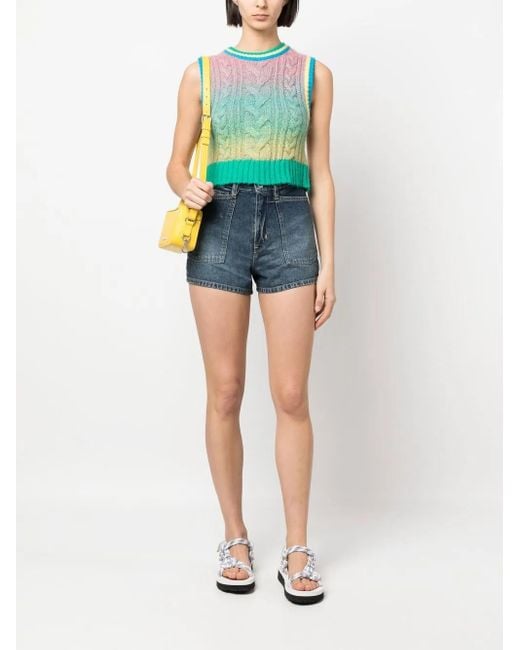 KENZO Blue Logo-Patch Denim Short Shorts