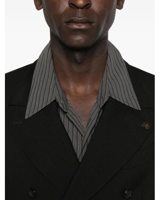 Gabriele Pasini Black Double-Breasted Structured Jacket for men