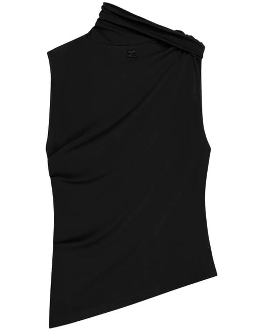 Courreges ドレープ ジャージートップ Black