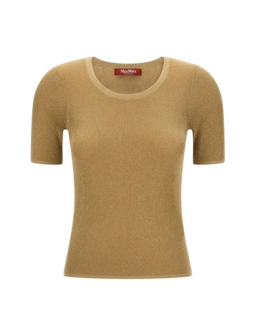 Max Mara Natural Ribbed Metallic-Thread T-Shirt