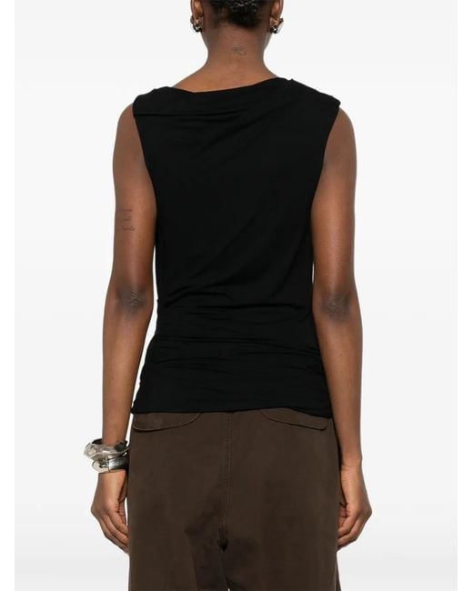 Entire studios Black Sleeveless Draped Top