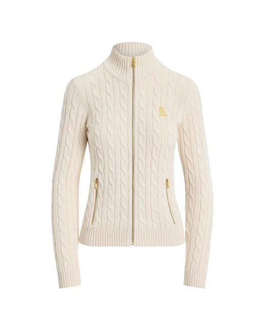 Ralph Lauren White Cable-Knit Zipped Jacket