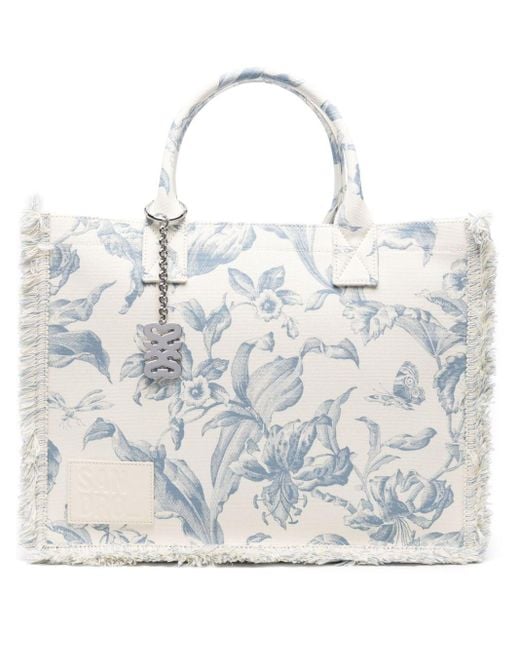 Sandro White Kasbah Floral-jacquard Tote Bag