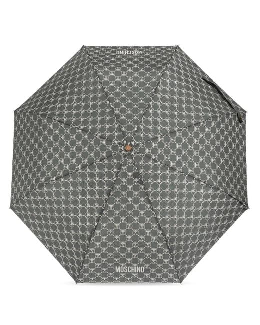 Moschino Gray Monogram-Pattern Umbrella