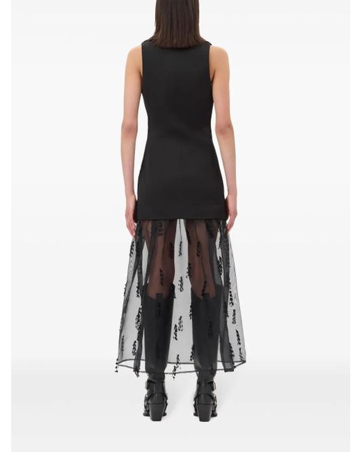 Ganni Black Midikleid Im Layering-Look