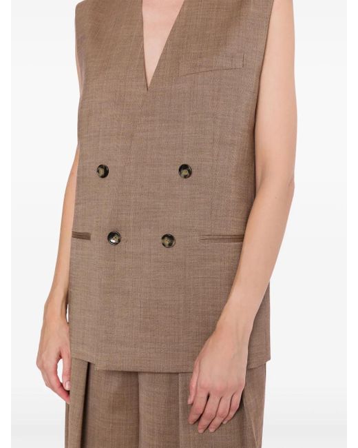 Philosophy Di Lorenzo Serafini Brown Lapeless Double-Breasted Gilet