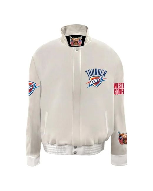Jeff Hamilton White Oklahoma City Thunder Bomber Jacket for men