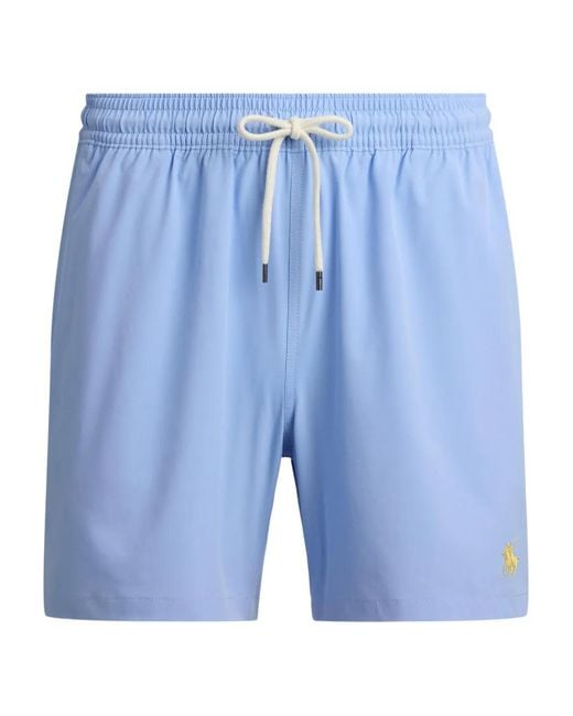 Polo Ralph Lauren Blue Traveller Logo-Embroidered Swim Shorts for men