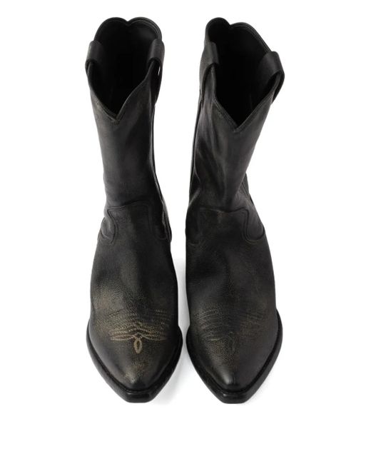 Prada Black Grained Leather Ankle Boots