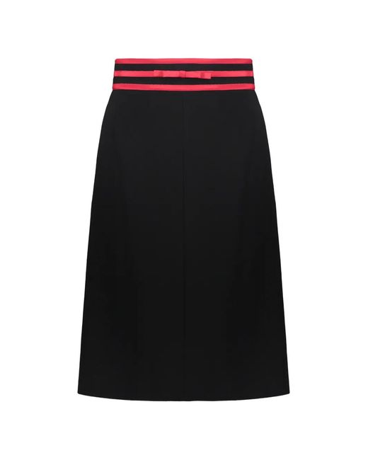 RED Valentino Black Bow-Detail Striped-Waistband Mini Skirt