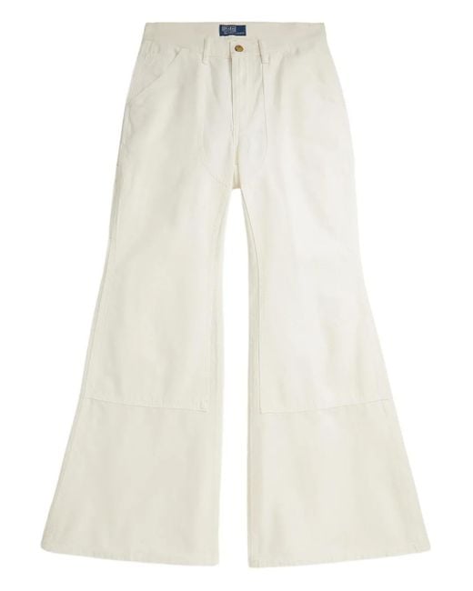 Polo Ralph Lauren White Ausgestellte Hose mit Streifen