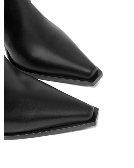 Versace Black Leather V-Buckle Boots