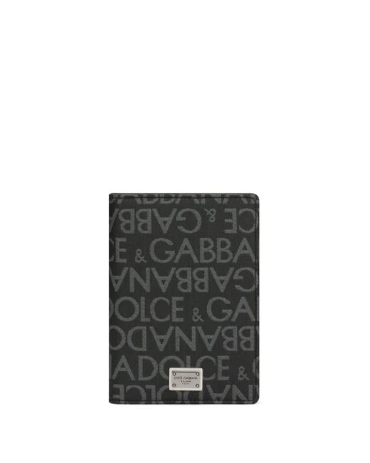 Dolce & Gabbana Black Logo-Plaque Jacquard Cardholder for men