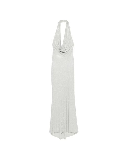 Twentyfourhaitch White Kuta Halterneck Maxi Dress