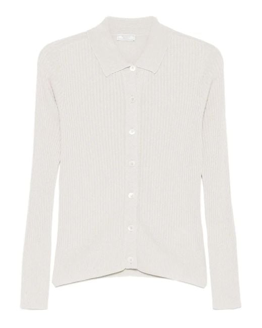 Peserico Ribgebreide Top Met Knopen in het White