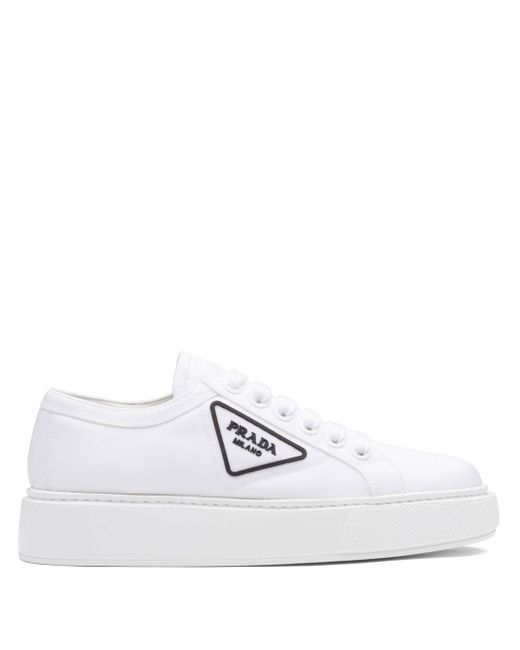 Prada Triangle Patch Low-top Sneakers in White | Lyst