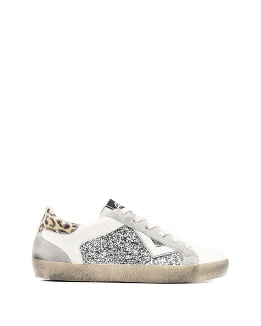 4b12 White Suprime Glitter-Embellished Leopard-Print Sneakers