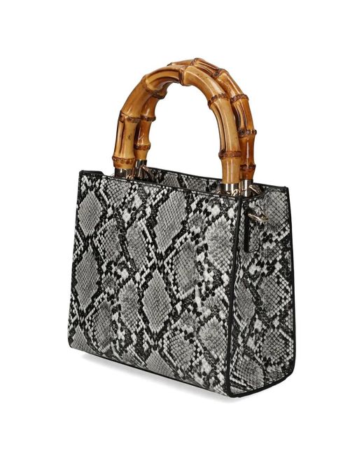 Just Cavalli White Sac Cabas À Anse En Bambou Et Effet Peau De Serpent