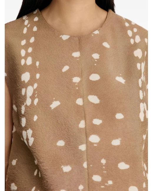 Loulou de Saison Brown Kena Deer-Print Sleeveless Leather Blouse