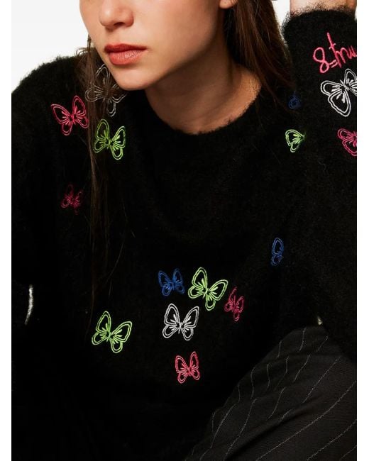 Twinset Black Butterfly-Embroidered Sweater