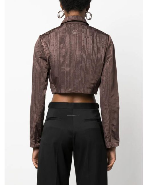 MARINE SERRE Brown Regenerated Moire Tailored Jacket