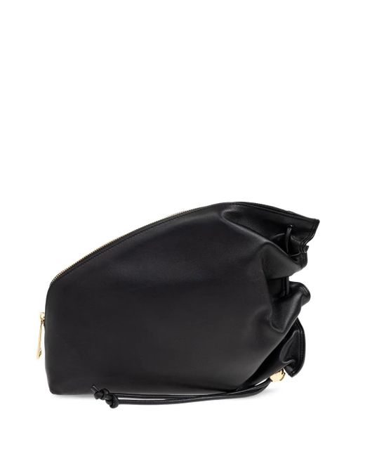 Furla Black Daisy Gathered Clutch Bag
