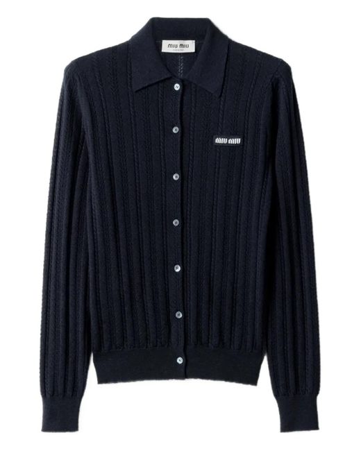 Cardigan Traforato di Miu Miu in Blue