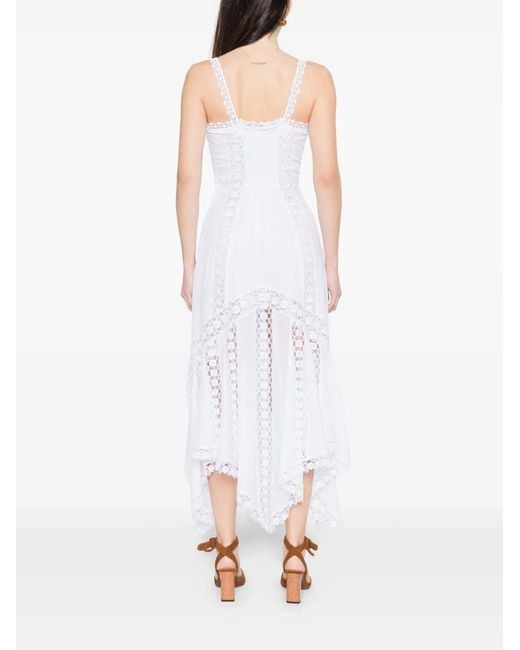 Charo Ruiz White Blossel Asymmetric-Hem Midi Dress