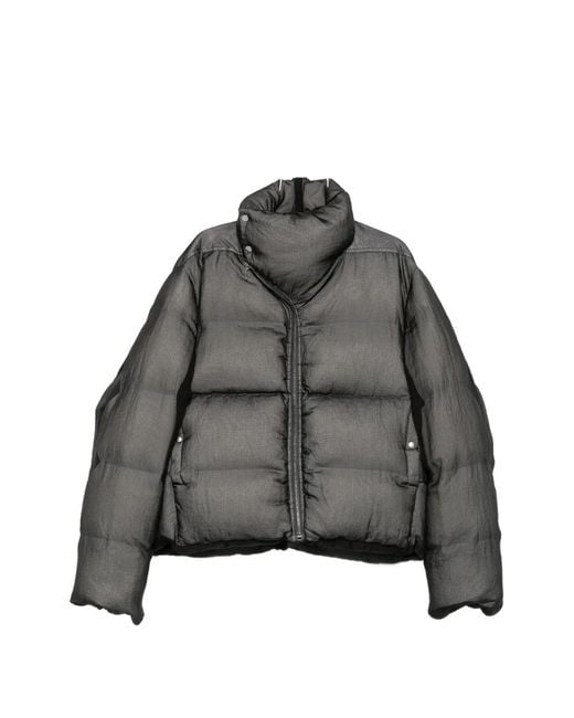 Rick Owens Gray Turtle Funnel-Neck Padded Jacket for men