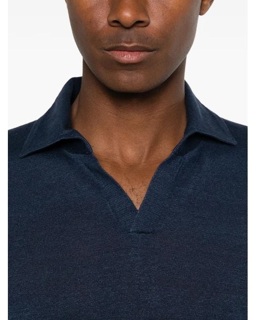 Arte' Blue Polo Collar Sweater for men