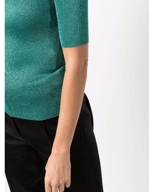 Saint Laurent メタリックニット ニットトップ Green