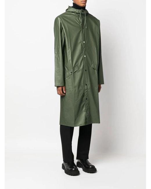 Rains Green Drawstring Hood Raincoat