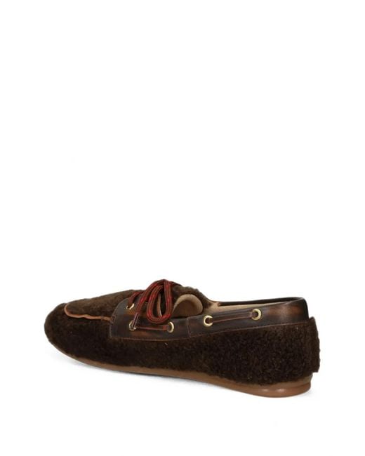 POSA Brown Mocassins Lacés À Effet Peau Lainée