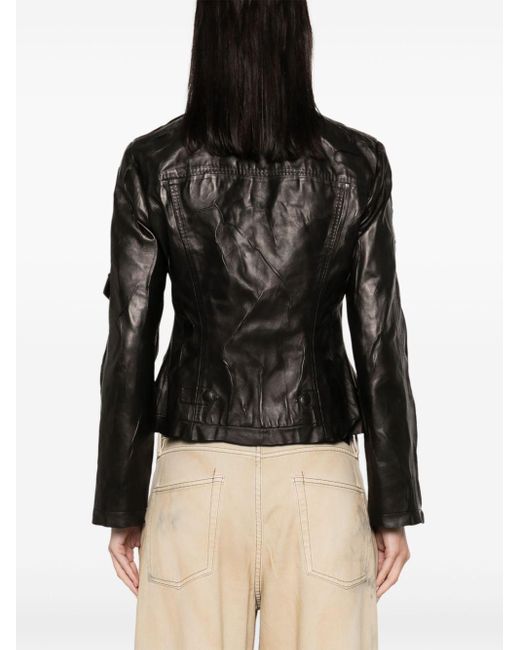 Acne Black Crinkled Leather Jacket