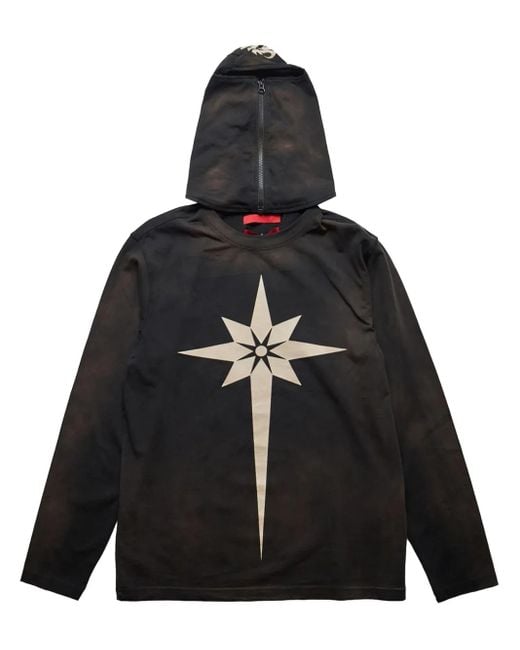 Kusikohc Black Origami-Print Hoodie for men