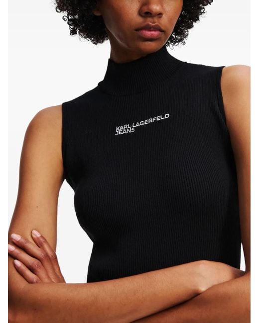Karl Lagerfeld Black Logo-Print Mini Dress