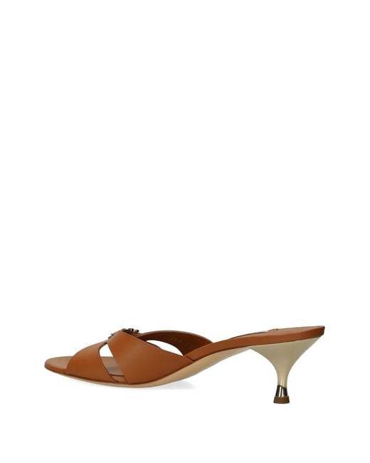 Casadei Brown Logo-Plaque Leather Sandals