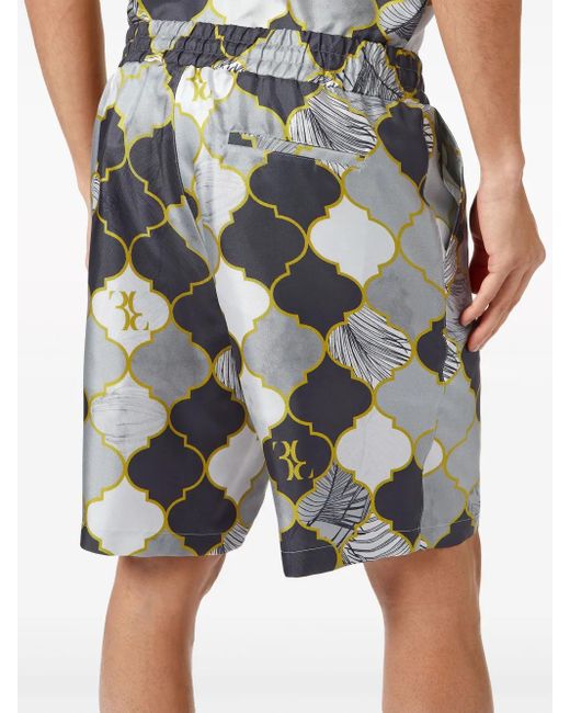 Billionaire Gray Patterned Silk Shorts for men