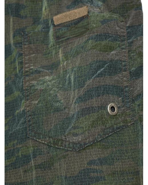 DIESEL Green Camouflage-Print Swim Shorts for men