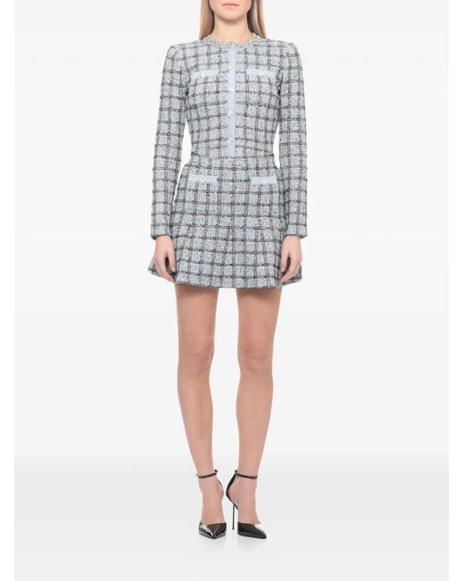 Self-Portrait White Check-Pattern Cardigan