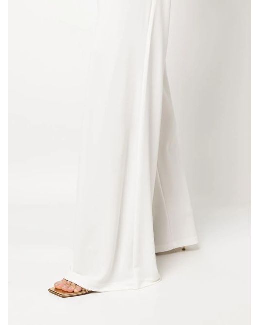 Alberta Ferretti White High-Waisted Flared Trousers