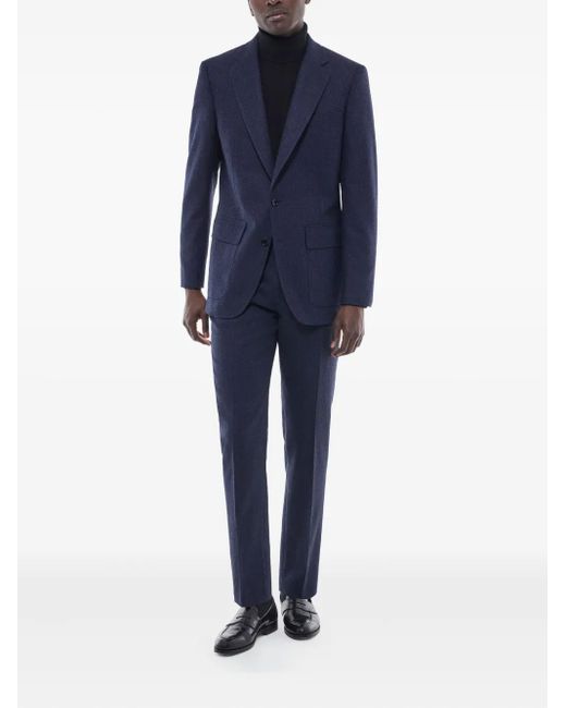 Fursac Blue Patch-Pocketed Wool-Blend Blazer for men