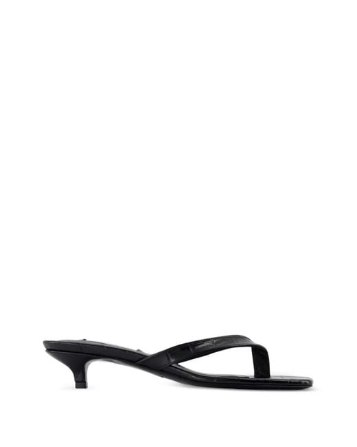 Totême White Croco-Embossed Heeled Flip Flops