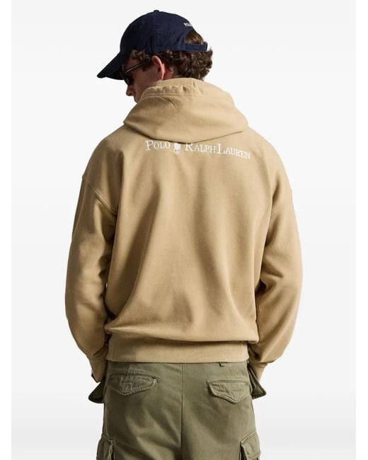 Polo Ralph Lauren Natural Pony-Embroidered Logo-Print Hoodie for men