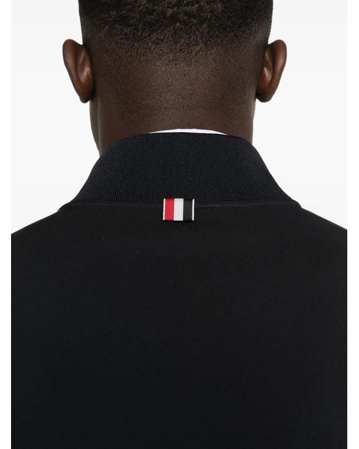 Thom Browne Blue Reflective 4-Bar Bomber Jacker for men