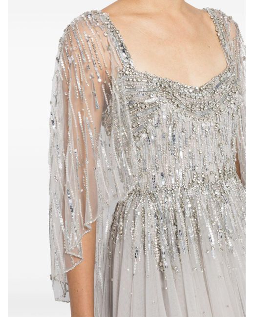 Jenny Packham White Bunny Blooms Sequin-embellished Gown