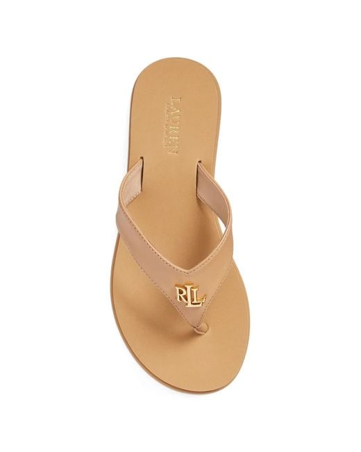Polo Ralph Lauren Logo Detail Flat Sandals In Natural Lyst polo-ralph-lauren-logo-detail-flat-sandals-in-natural-lyst
