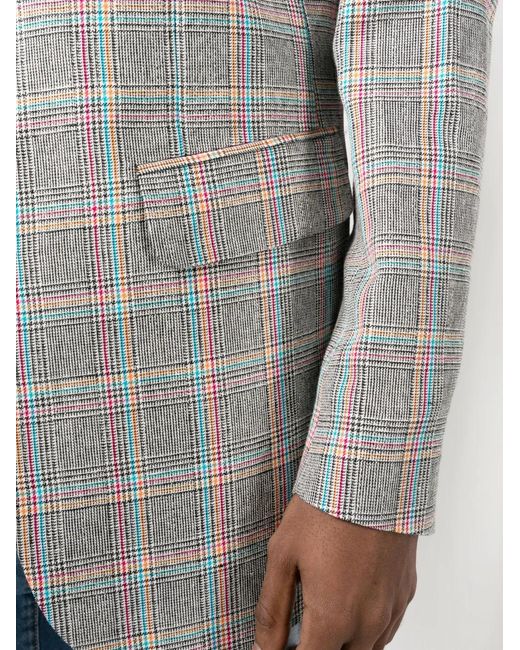 DSquared² Gray Plaid-Pattern Single-Breasted Blazer for men